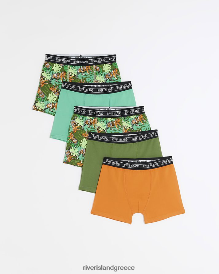 River Island αξεσουάρ πράσινος αγόρια b boxers με στάμπα τίγρης 5 συσκευασίας B6N8X6944