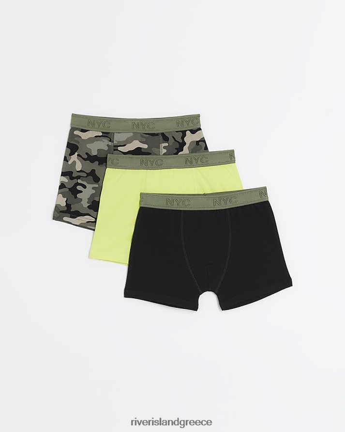 River Island αξεσουάρ άσβεστος αγόρια b camo print boxers 3 πακέτο B6N8X3689