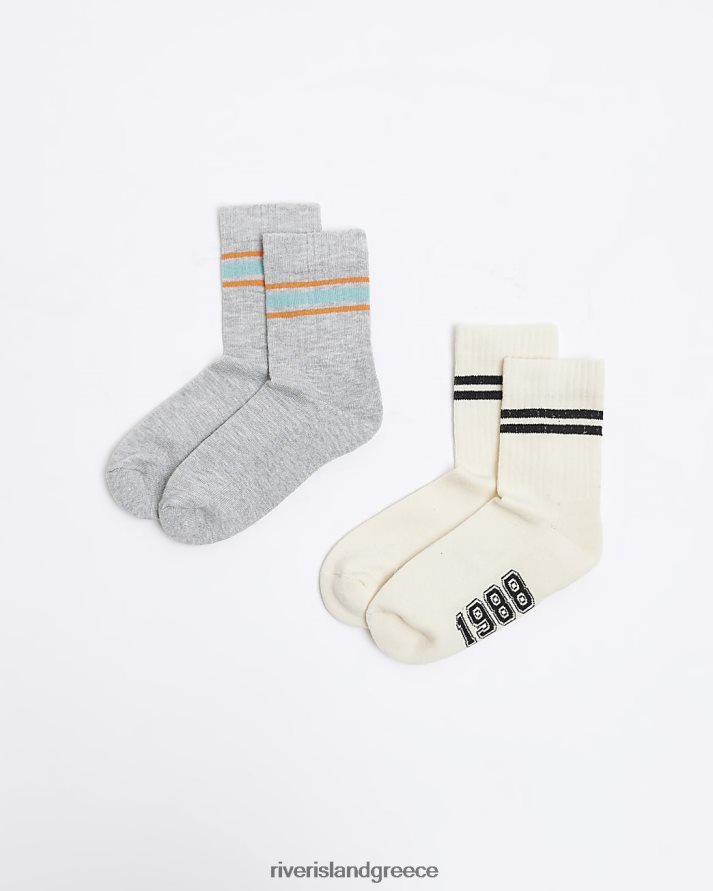 River Island αξεσουάρ γκρί αγόρια β κάλτσες πανεπιστημίου 2 συσκευασίες B6N8X6959