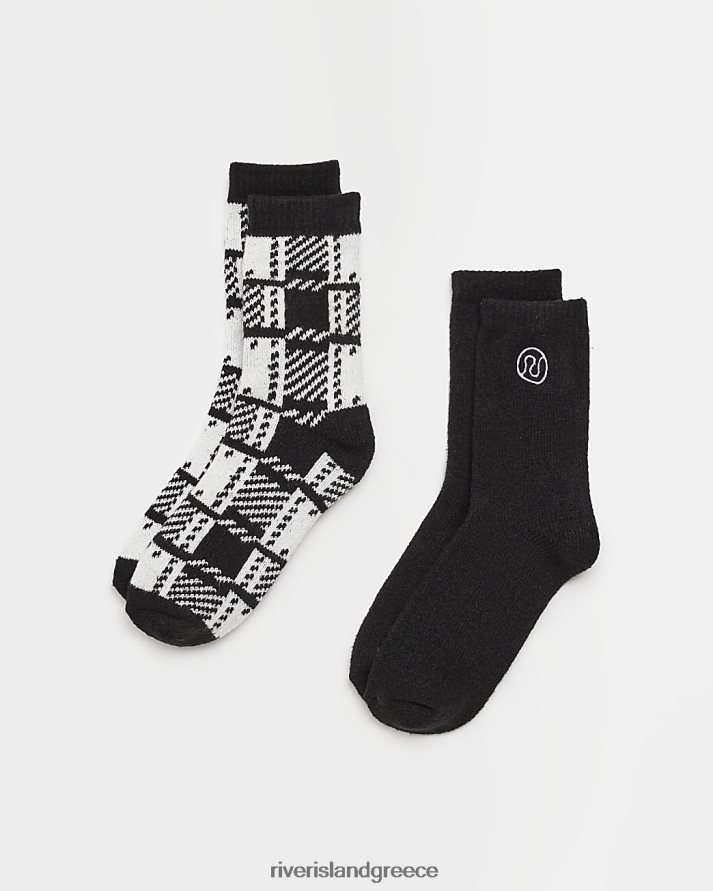 River Island αξεσουάρ μαύρος αγόρια β ελέγξτε τις άνετες κάλτσες 2 πακέτο B6N8X6978