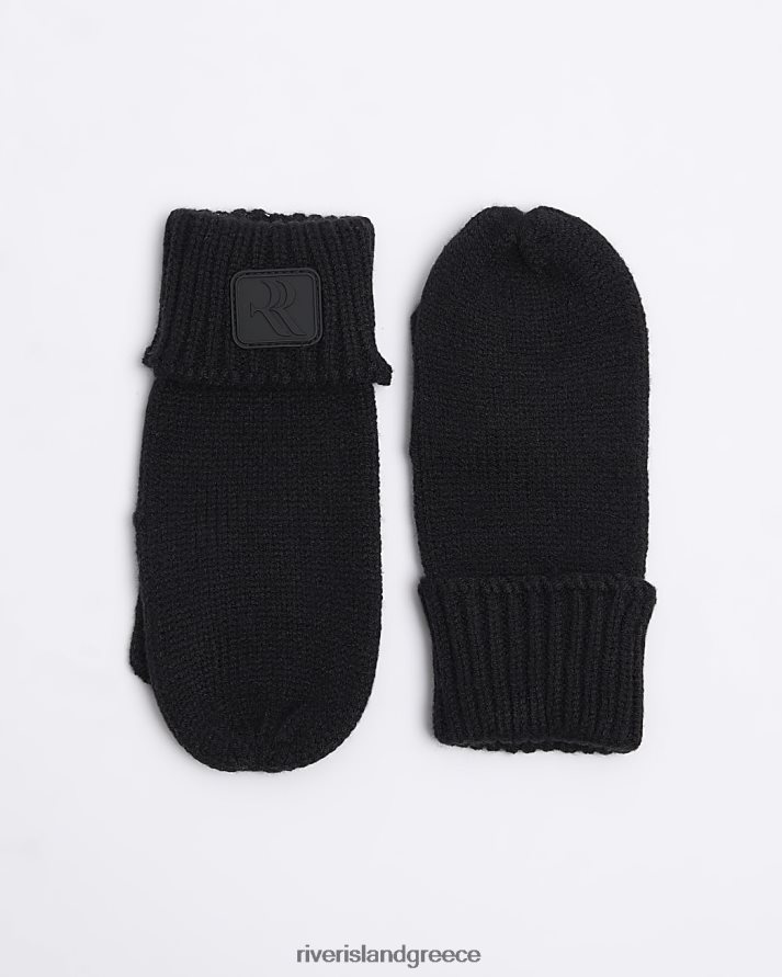 River Island αξεσουάρ μαύρος αγόρια mb ελαστικό μπάλωμα πλεκτά γάντια B6N8X6806