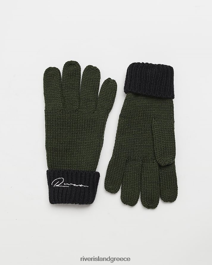 River Island αξεσουάρ χακί αγόρια β γάντια πλεκτά με καλώδιο B6N8X6956