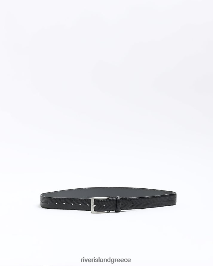 River Island αξεσουάρ μαύρος αγόρια b Ζώνη με σχέδιο ψαροκόκαλο B6N8X3694