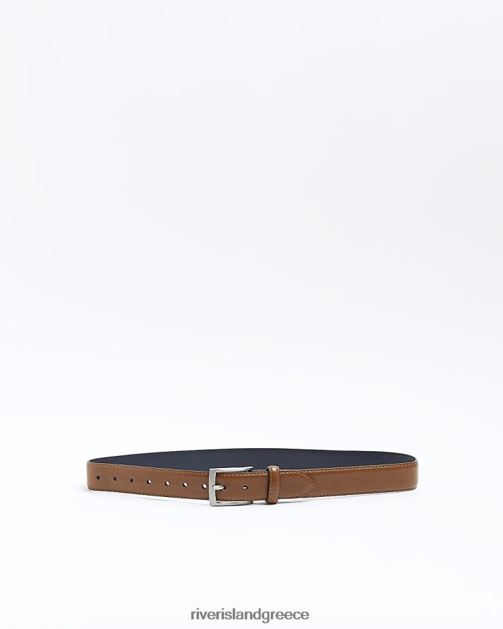 River Island αξεσουάρ καφέ αγόρια b Ζώνη με σχέδιο ψαροκόκαλο B6N8X3695