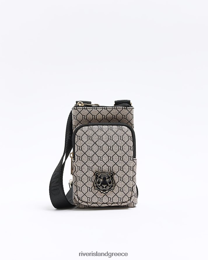 River Island αξεσουάρ καφέ αγόρια β μονόγραμμα τσάντα φεστιβάλ B6N8X6964