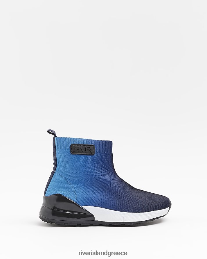 River Island είδη υπόδησης μπλε αγόρια β πλεκτή κάλτσα ψηλά γυμναστήρια B6N8X6931