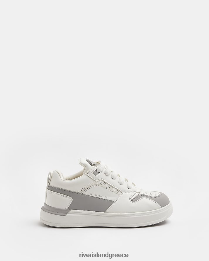 River Island είδη υπόδησης άσπρο αγόρια β γυμναστήρια χρωματικών μπλοκ σφηνών B6N8X6933