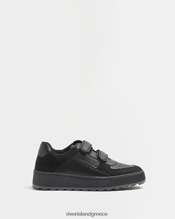 River Island είδη υπόδησης μαύρος αγόρια b velcro plimsolls B6N8X6919