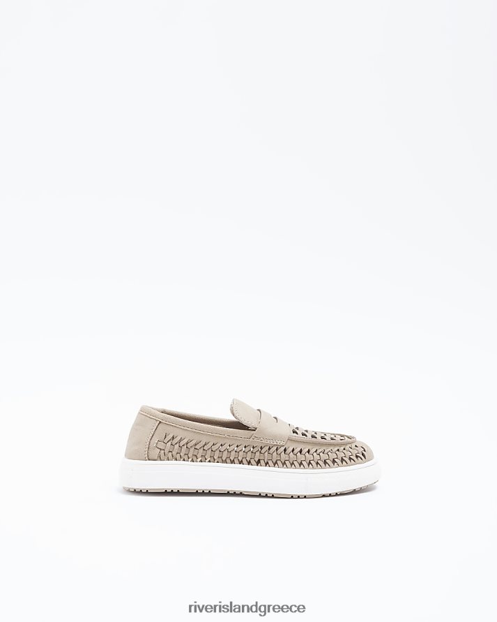 River Island είδη υπόδησης μπεζ αγόρια b loafers με λεπτομέρεια ύφανσης B6N8X6904