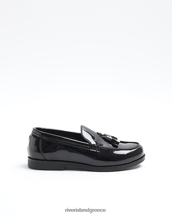 River Island είδη υπόδησης μαύρος αγόρια b patent φούντα loafers B6N8X6837