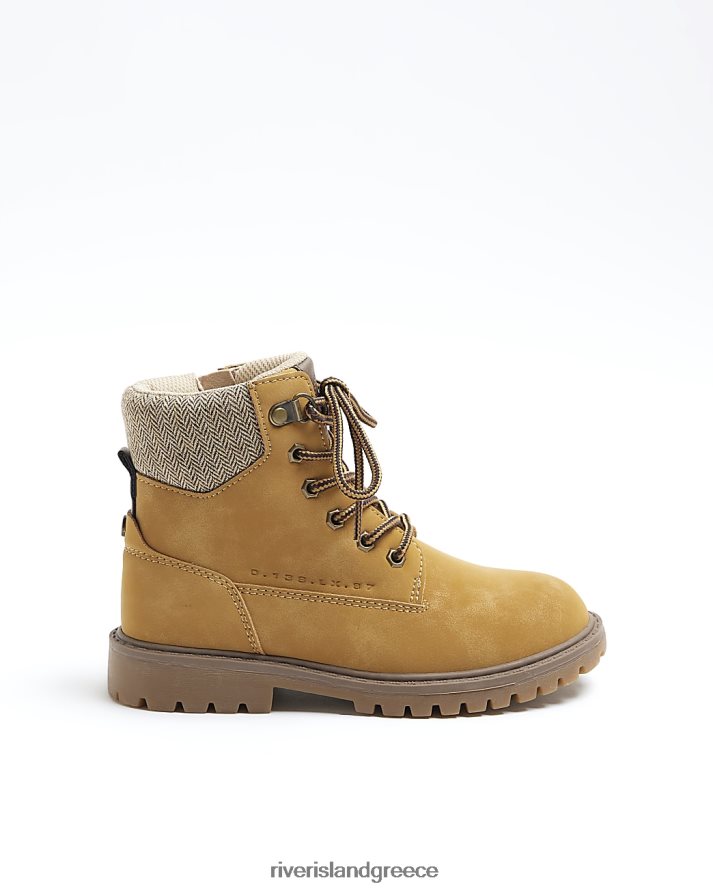 River Island είδη υπόδησης μπεζ αγόρια β εργατικές μπότες με κορδόνια B6N8X6813