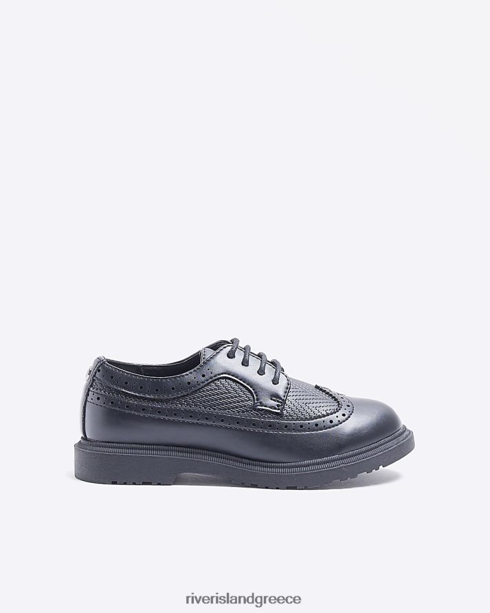 River Island είδη υπόδησης μαύρος αγόρια β παπούτσια brogue με κορδόνια B6N8X6798