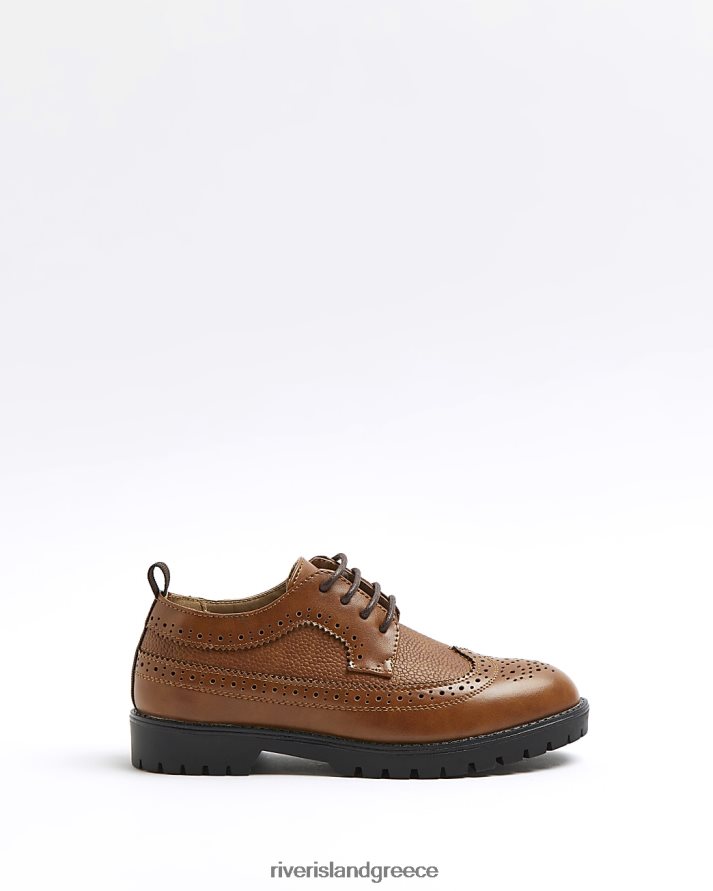 River Island είδη υπόδησης καφέ αγόρια β παπουτσάκια brogue με χοντρά κορδόνια B6N8X6937