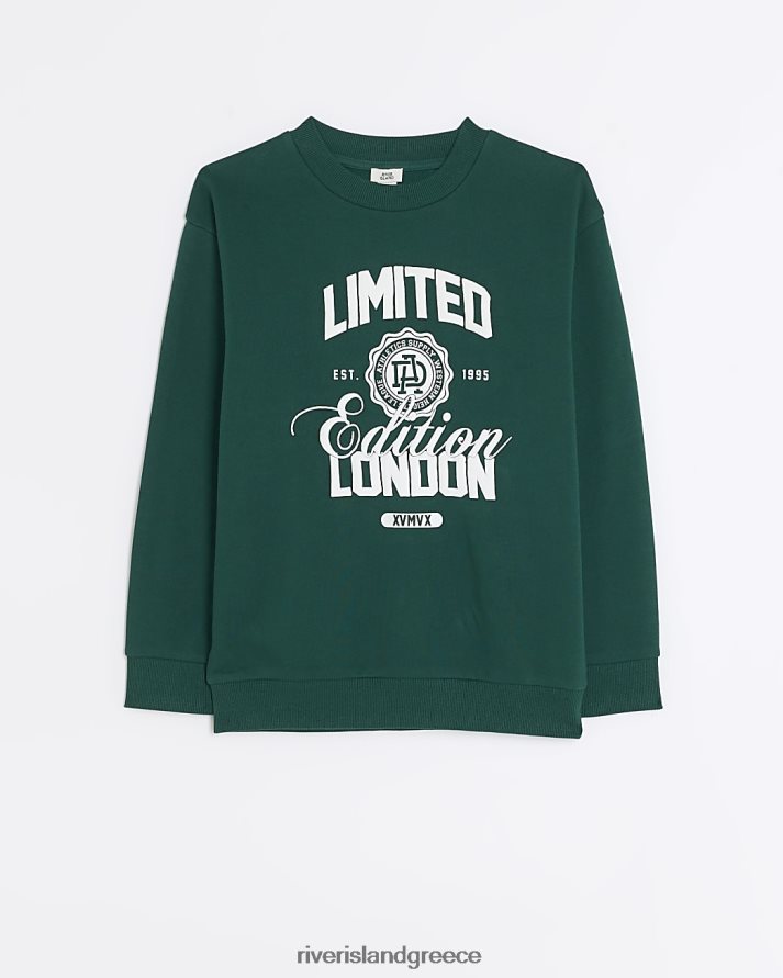 River Island ενδύματα πράσινος αγόρια β γραφικό φούτερ B6N8X6796