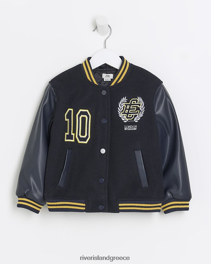 River Island ενδύματα ΠΟΛΕΜΙΚΟ ΝΑΥΤΙΚΟ αγόρια mini πανεπιστήμιο bomber jacket B6N8X6653