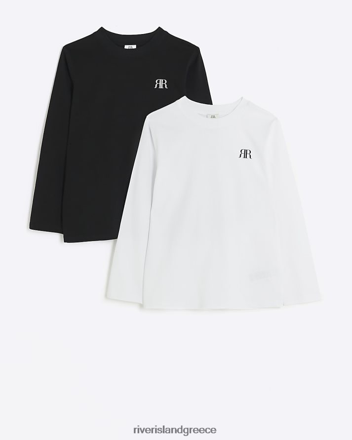 River Island ενδύματα άσπρο αγόρια b μακρυμάνικο μπλουζάκι 2 πακέτο B6N8X6833