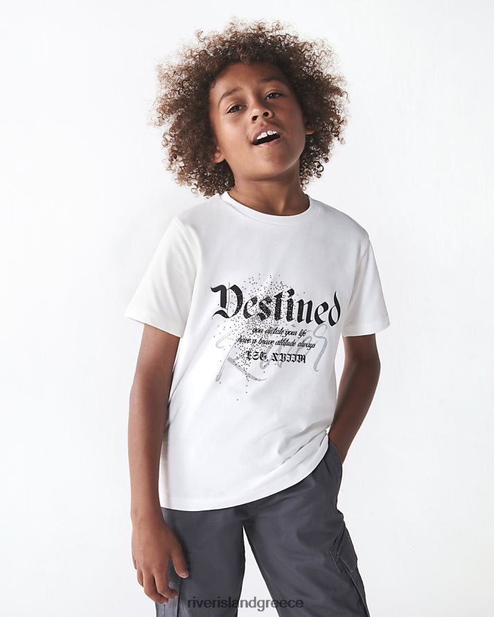 River Island ενδύματα άσπρο αγόρια b διακοσμημένο μπλουζάκι με γραφικά στάμπα B6N8X3635