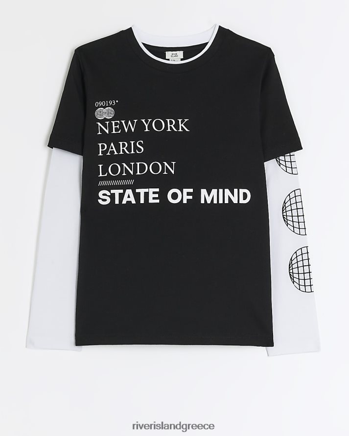 River Island ενδύματα μαύρος αγόρια b γραφικό μακρυμάνικο μπλουζάκι B6N8X6853