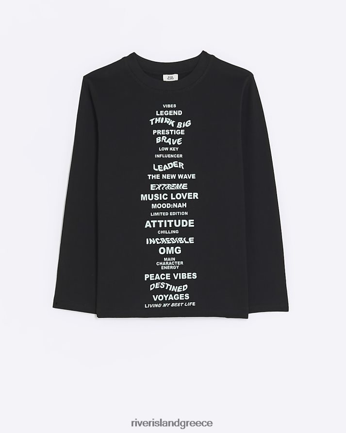 River Island ενδύματα μαύρος αγόρια b γραφικό μακρυμάνικο μπλουζάκι B6N8X6857