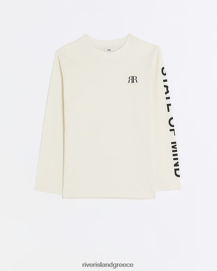 River Island ενδύματα κρέμα αγόρια b γραφικό μακρυμάνικο μπλουζάκι B6N8X6861