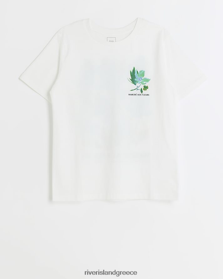 River Island ενδύματα άσπρο αγόρια b φλοράλ μπλουζάκι με στάμπα στην πλάτη B6N8X6869