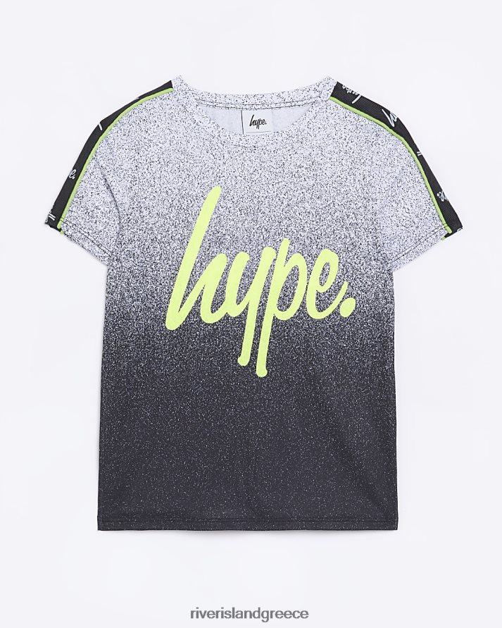 River Island ενδύματα γκρί αγόρια b hype μπλουζάκι ombre με στίγματα νέον B6N8X7013