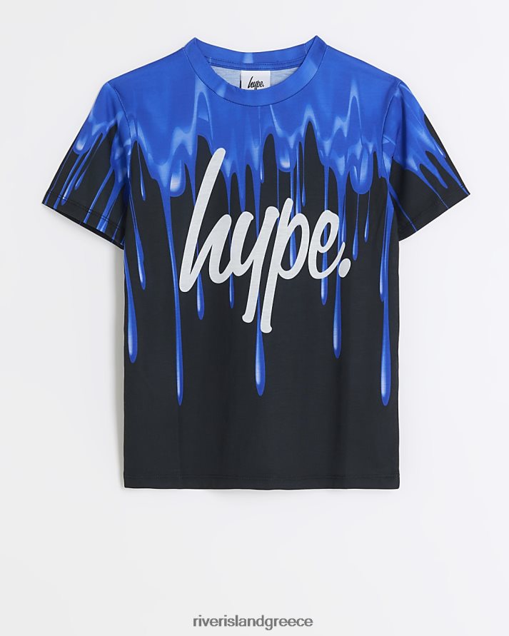 River Island ενδύματα μαύρος αγόρια b hype slime στάγδην μπλουζάκι B6N8X7010