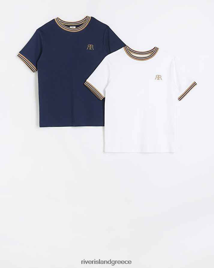 River Island ενδύματα άσπρο αγόρια b ri κολλητό μπλουζάκι 2 πακέτο B6N8X6844
