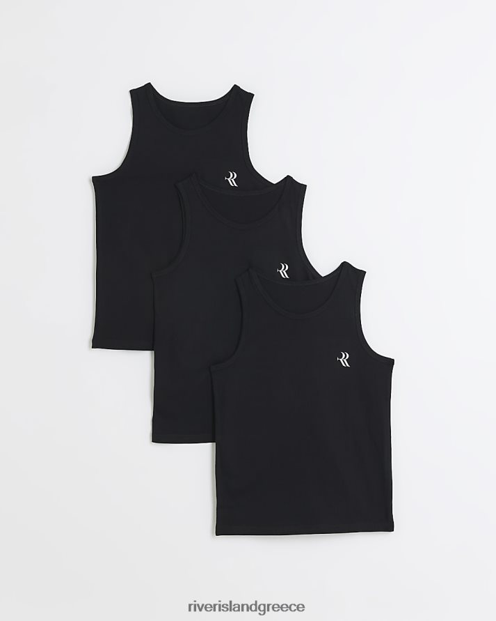 River Island ενδύματα μαύρος αγόρια b ri πακέτο με 3 γιλέκα B6N8X3667
