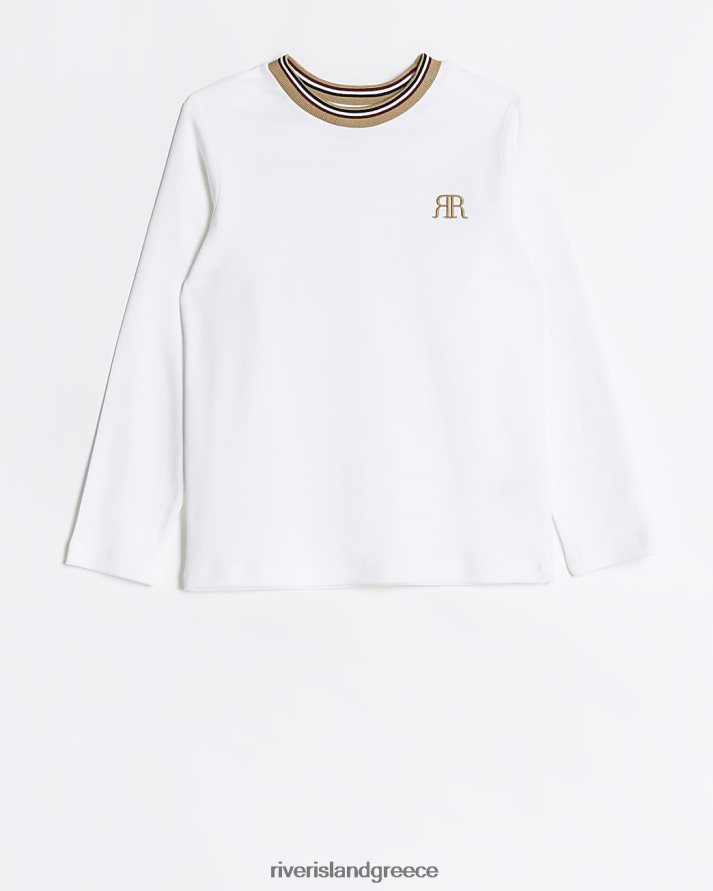 River Island ενδύματα άσπρο αγόρια b ri μακρυμάνικο μπλουζάκι B6N8X3623