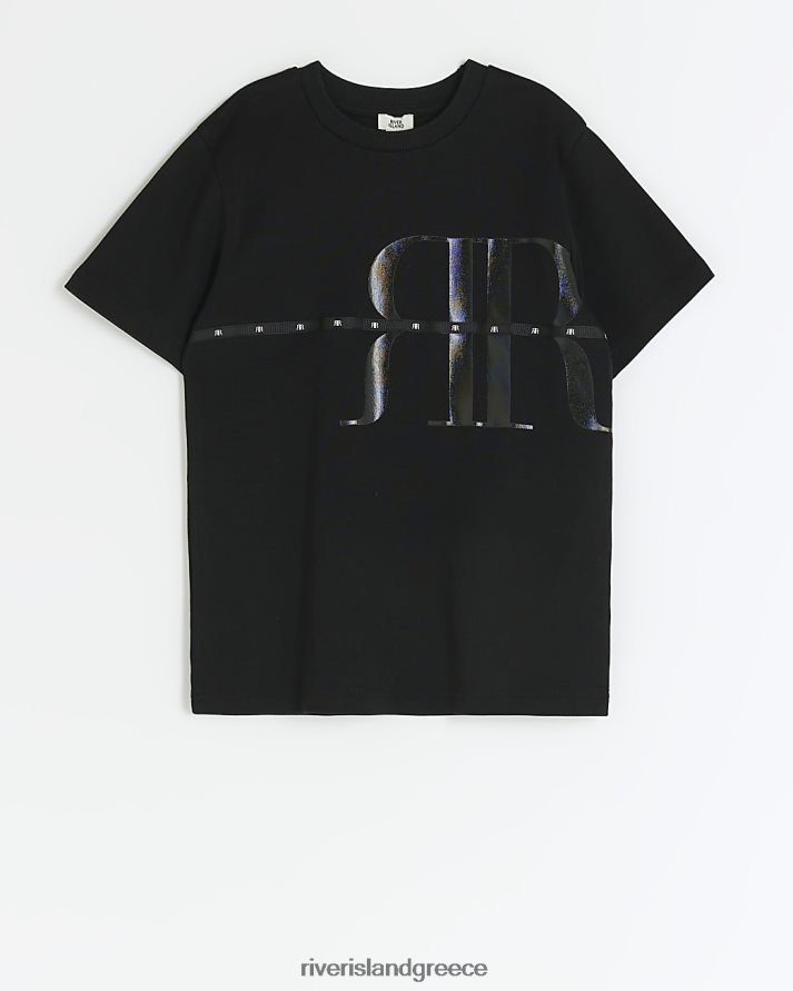 River Island ενδύματα μαύρος αγόρια b ri γραφικό μπλουζάκι B6N8X3624