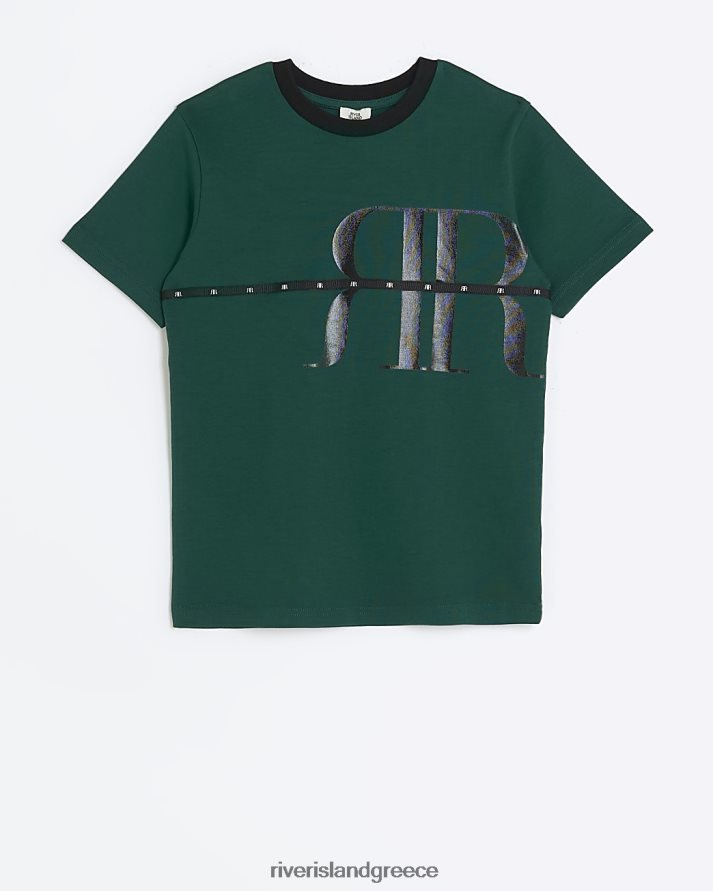 River Island ενδύματα πράσινος αγόρια b ri γραφικό μπλουζάκι B6N8X3625