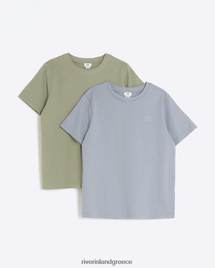 River Island ενδύματα χακί αγόρια b ri t-shirt 2 πακέτο B6N8X3652