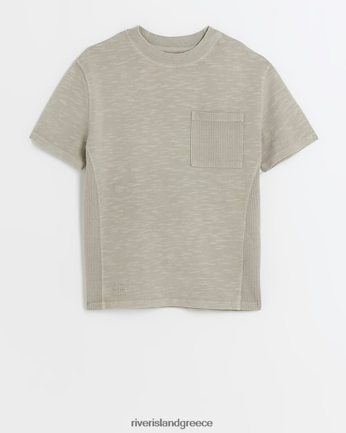River Island ενδύματα γκρί αγόρια b slub μπλουζάκι με υφή βάφλα B6N8X3650