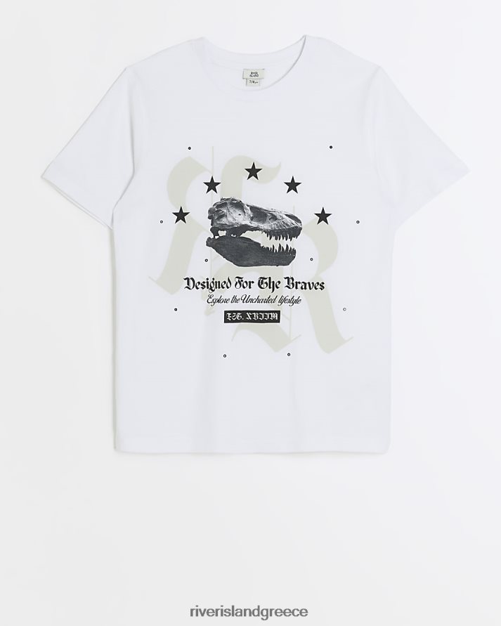 River Island ενδύματα άσπρο αγόρια b t-shirt με στάμπα δεινοσαύρου B6N8X6832