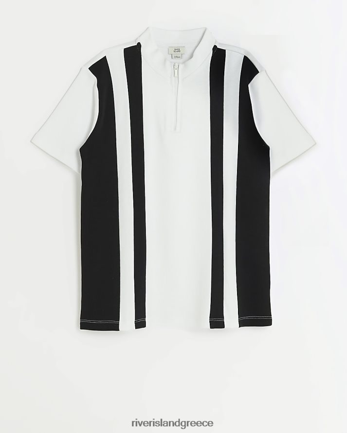 River Island ενδύματα άσπρο αγόρια β χρώμα μπλοκ χωνί πόλο B6N8X3660