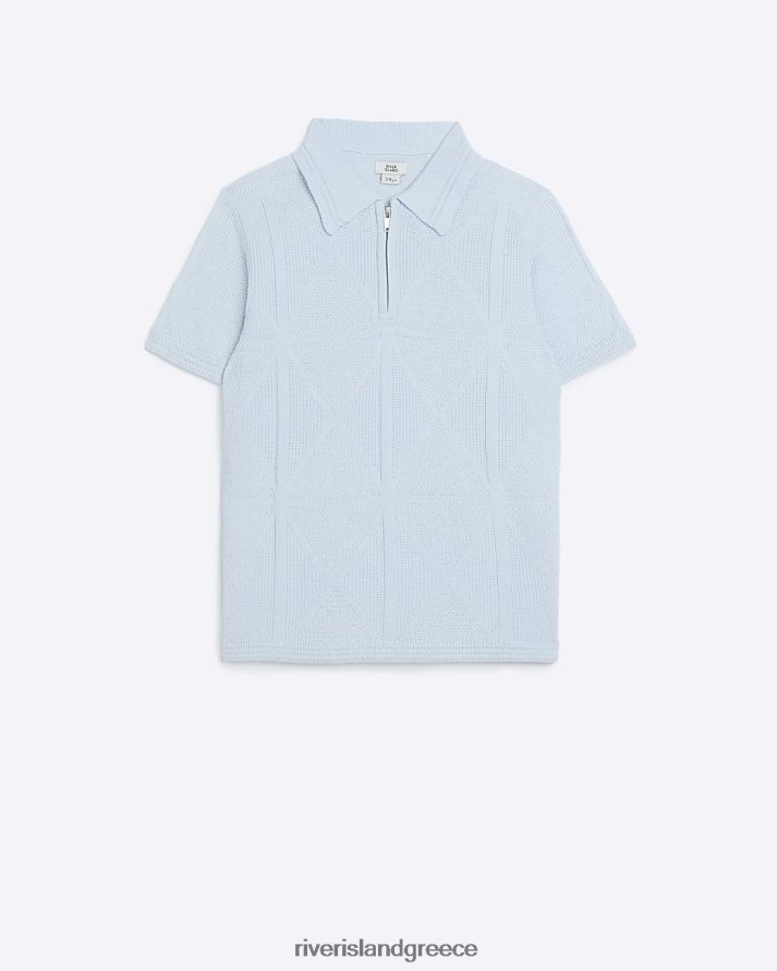 River Island ενδύματα μπλε αγόρια β κοντομάνικο ημι ανάγλυφο πόλο B6N8X3677