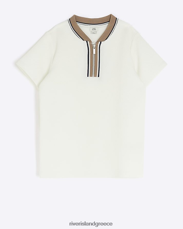 River Island ενδύματα εκρού αγόρια μπλουζάκι πόλο με γιακά μπέιζμπολ B6N8X6807