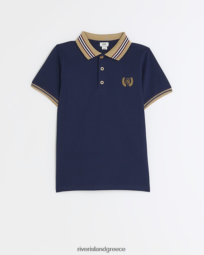 River Island ενδύματα ΠΟΛΕΜΙΚΟ ΝΑΥΤΙΚΟ αγόρια β κεντημένο πουκάμισο πόλο B6N8X6899