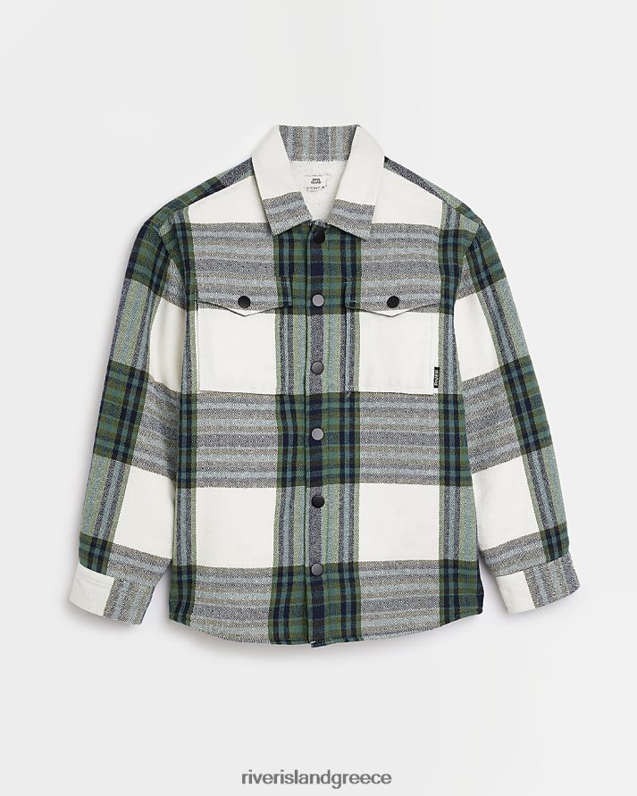 River Island ενδύματα πράσινος αγόρια β καπιτονέ καρό σάκο B6N8X6917