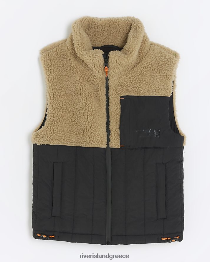 River Island ενδύματα καφέ αγόρια b borg zip up gilet B6N8X6797