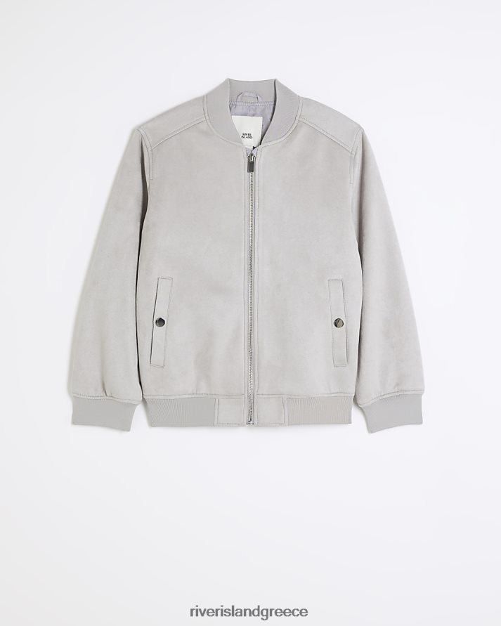 River Island ενδύματα γκρί αγόρια β Σουέντ bomber jacket B6N8X6877