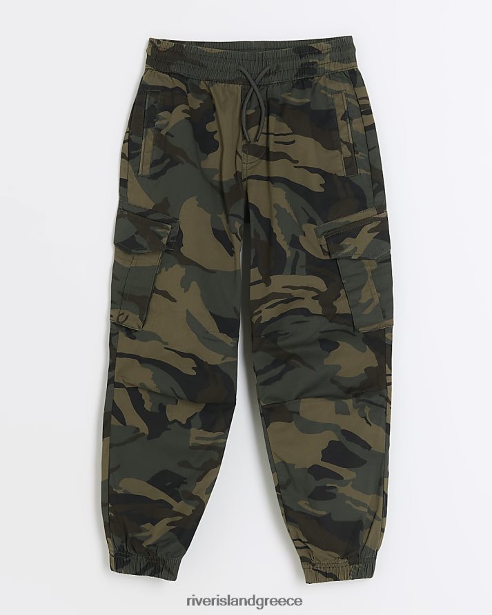 River Island ενδύματα πράσινος αγόρια b camo cargo παντελόνι B6N8X6788