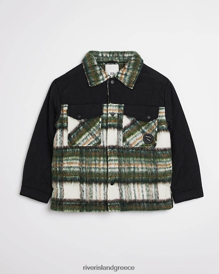 River Island ενδύματα πράσινος αγόρια β ανάγλυφη κουμπιά ελέγχου B6N8X6831