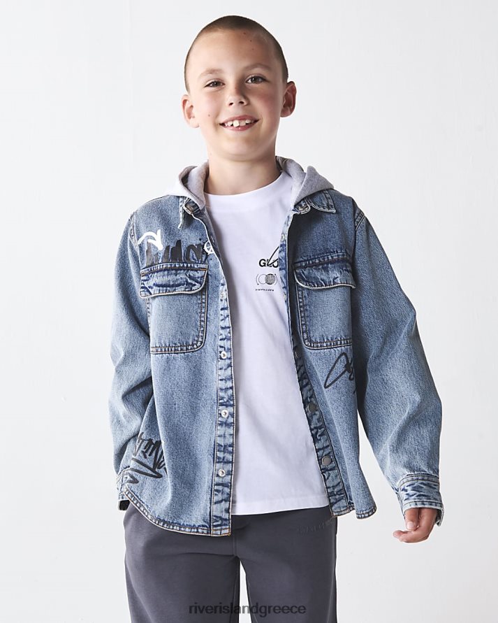 River Island ενδύματα μπλε αγόρια Σετ μπλουζάκι γραφικό τζιν B6N8X6840