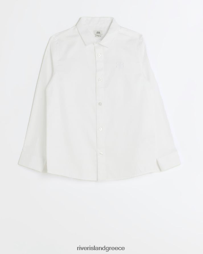 River Island ενδύματα άσπρο αγόρια b ανάγλυφο έξυπνο πουκάμισο B6N8X6827