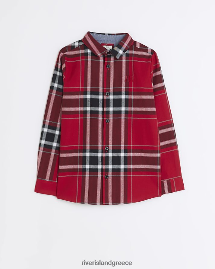 River Island ενδύματα το κόκκινο αγόρια β check μακρυμάνικο πουκάμισο B6N8X6792