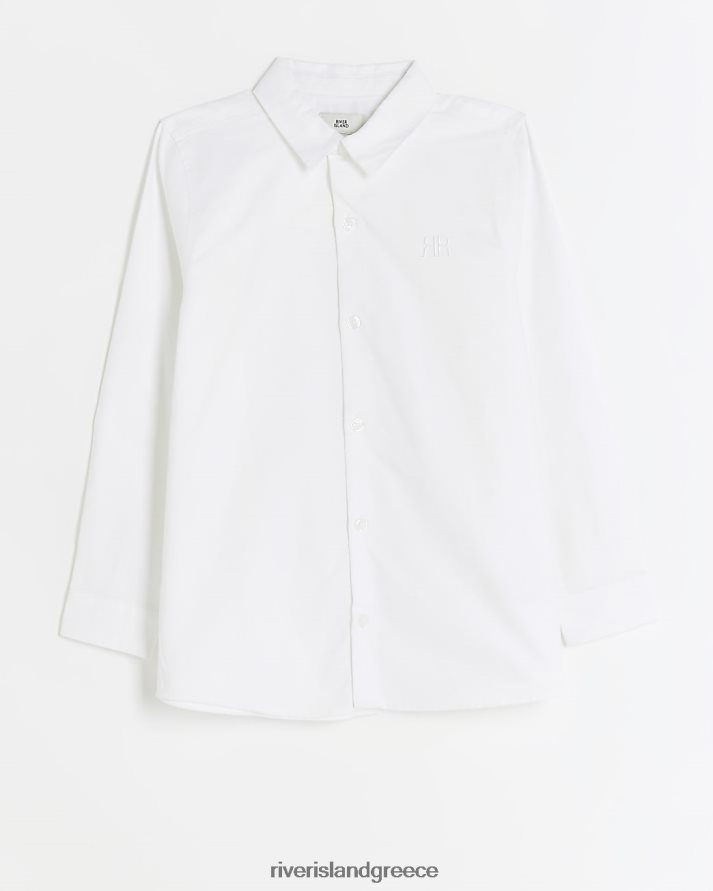 River Island ενδύματα άσπρο αγόρια β μακρυμάνικο πουκάμισο oxford B6N8X6799