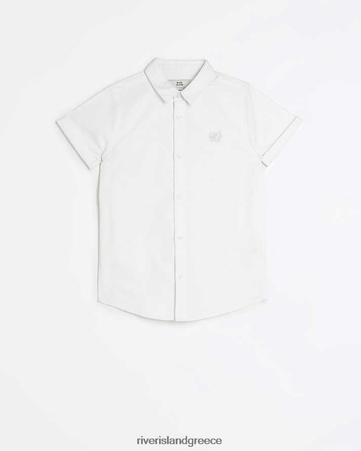 River Island ενδύματα άσπρο αγόρια β κοντομάνικο πουκάμισο oxford B6N8X6897