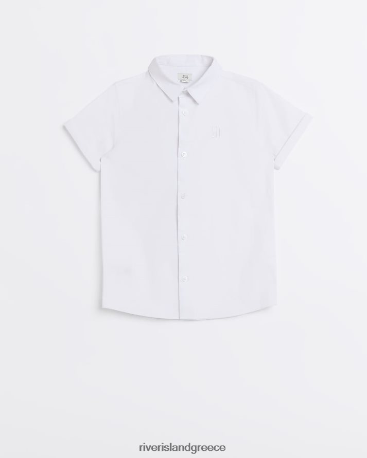 River Island ενδύματα άσπρο αγόρια β κοντομάνικο πουκάμισο oxford B6N8X6916